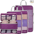 Cambond Compression Packing Cubes - 4 Set See Through Mesh Packing Cubes for Travel, Expandable Travel Essentials Packing Org