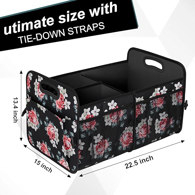 Femuar Car Trunk Organizer,Car Storage Organizer with 72L Large Capacity Waterproof Collapsible and 11 Pockets,Trunk Organizer