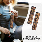10 Pieces Leopard Print Printing Car Steering Wheel Cover Center Console Armrest Pad Headrest Seat Belt Cover Handbrake Cover Keychain Coaster Full Set Car SUV(Brown)