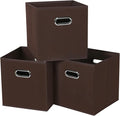 Black Fabric Cubby Storage Bins,13x13x13 Inches ,Cube Organizer Bin Foldable Storage Boxes with Dual Handles Fabric Organizer