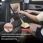 2 Pack Universal Foldable Car Backseat Organizer with Table Tray, Car Seat Back Protector with Touch Screen Phone Holder, Premium Leather Kick Mats with Storage Pockets Tissue Holder (Brown)