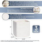 NaturalCozy Storage Cubes 11 Inch Cotton Rope Woven Baskets for Organizing, 3-Pack | Cube Storage Bin | Square Storage Basket