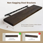 Dreamland 24 Inch Floating Shelves, Rustic Elm Wood Wall Shelf for Home Decor, 8 Inch Deep Floating Shelf for Wall, 24 x 8 Ba
