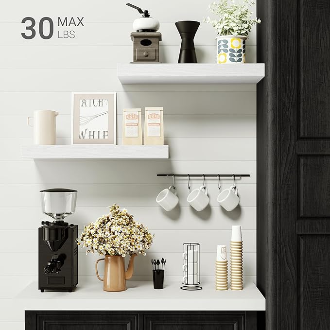 Vivelove 16 inch Floating Shelves for Wall, Bathroom Shelves Over Toilet, Wall Shelf for Bedroom, Living Room, Kitchen, Offic