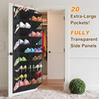 UVIAHOMI 20-30 Pairs Over the Door Shoe Organizer, Clear Pockets Hanging Shoe Storage for Closet, 10-Tier Door Shoes Rack, Ha