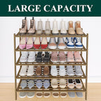 Smiry Long Bamboo Shoe Rack 5-Tier, Stackable Wooden Shoe Organizer for Entryway & Closet, Free Standing Wood Shoe Storage Sh