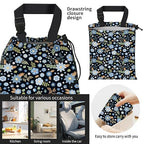 Car Trash Bag Large Hanging Can for Back of Seat, Cute Waterproof Car Garbage Bag for Vehicle, Travelling, Outdoor Cute Blue Floral