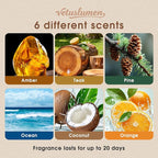 Car Air Freshener - 3 Pack (Amber-Teak-Pine) Wooden Air Freshener, Natural Essential Oil Scents - Metal Clip Included