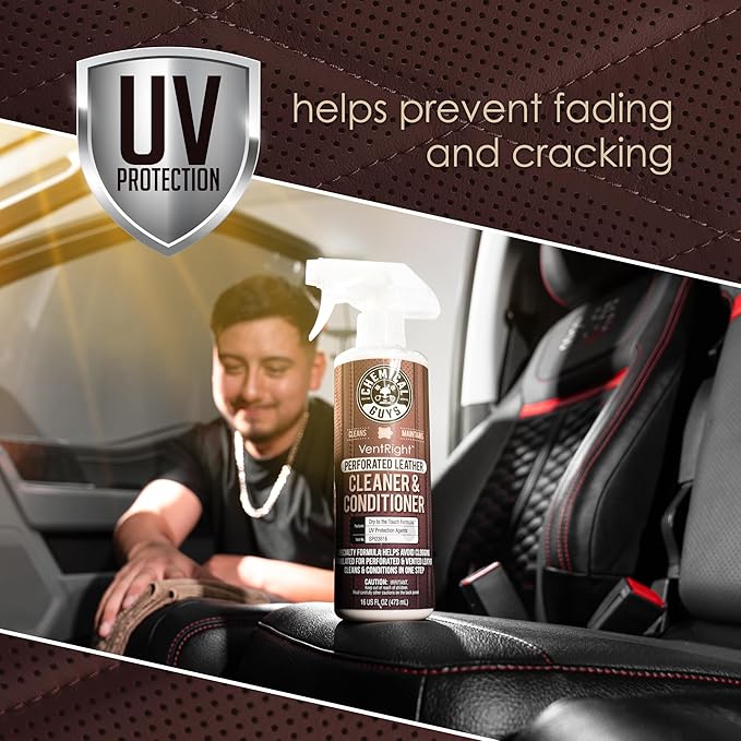 Chemical Guys VentRight Perforated Leather Cleaner and Conditioner Deep Cleaning Leather Cleaner for Ventilated Seats with Ad