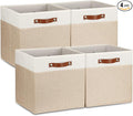 Temary Cube Storage Bins 13 Inch Fabric Storage Cubes Storage Baskets for Shelves Closet Baskets for Cube Storage with Leathe