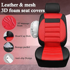 CAR PASS 3D Foam Leather Car Seat Covers Two Front Seats only, Air Mesh Thick Seat Covers, All Weather Car Seat Cover Comfort