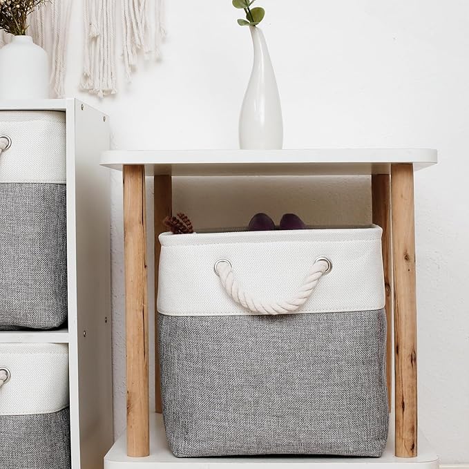 11 x 11 Inch Storage Cubes, 6 Pack Large Collapsible Fabric Storage Bin with Ropes, Foldable Storage Cubes for Home, Office,C