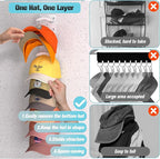 Hat Organizer for Baseball Caps 2Pack, Hat Rack for Wall with Strong Adhesive Hold up to 20 Hats, Hat Hanger Holder Display f