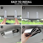 Sunglass Holder for Car Visor, Car Sunglasses Holder Leather, Eyeglasses Holder Glasses Storage Case Visor Accessories