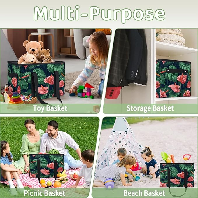 Reusable Grocery Bag, Foldable Large Shopping Tote Bag for Groceries Kitchen Picnic Car Trunk