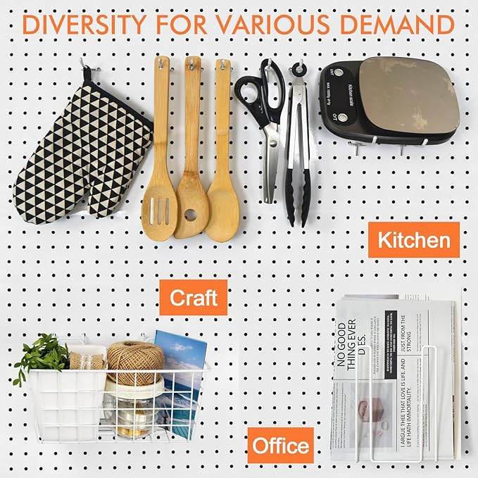 Pegboard Basket Organizers, Peg Board Large Baskets Hooks Bins Cups Tool Organizer 42 Pack Set, Wall Storage Display Hanging 
