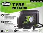 Slime 40050 Tire Inflator, Portable Car Air Compressor, with Analog 100 psi Dial Gauge, Long Hose and LED Light, 12V, 8 min Inflation