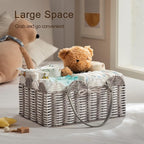 HBlife Large Baby Diaper Caddy, Paper Rope Storage Baskets Nursery Bin with Removable Divider, Portable Car Organizer for Dia