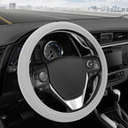 BDK Ultra Soft Gray Steering Wheel Cover, Unisex Car Accessories Non-Slip Comfy Soft Grip Faux Leather Auto Steering Wheel Cover for Cars Trucks Vans SUVs - Fits Standard 15" Inch Steering Wheels