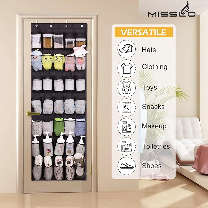 MISSLO 35 Large Pockets Over the Door Shoe Rack for Door Sturdy Oxford Over the Door Shoe Organizer Closet Hanging Shoe Holde