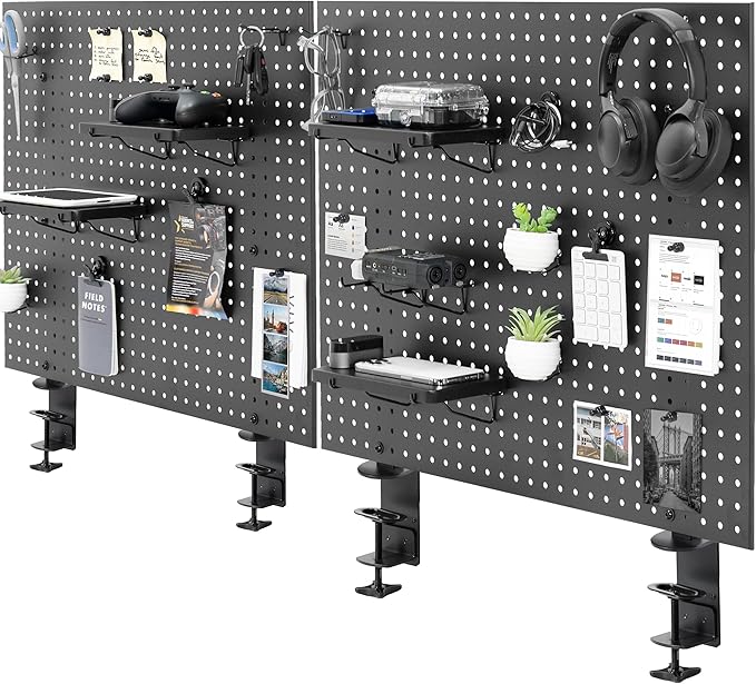 VIVO Steel Clamp-on Desk Pegboard, 60 x 24 inch Privacy Panel, Magnetic Peg Board, Office Accessory Organizer, Above or Below