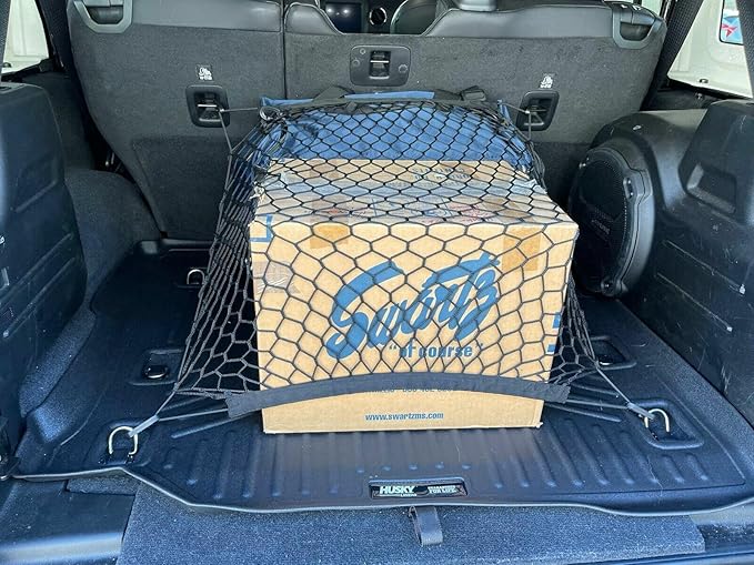 Rear Trunk Organizer Cargo Net for Jeep Wrangler 2018-2025 - ONLY for 4 Door Trims - Floor Style Web Mesh Cargo Net for SUV -