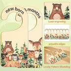 Whaline 8 Pcs Baby Closet Size Dividers Woodland Design Hanging Wooden Baby Closet Organizer Newborn to 24 Months Thicken Bab