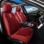 Coverado Car Seat Covers Full Set, Red Seat Covers for Cars 5 Seats, Breathable Fabric& Faux Leather Car Seat Cushions, Front