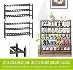 BMOSU 6-Tier Bamboo Extended Shoe Rack Premium Stackable Shoe Shelf Storage Organizer for Hallway Closet Living Room Entryway
