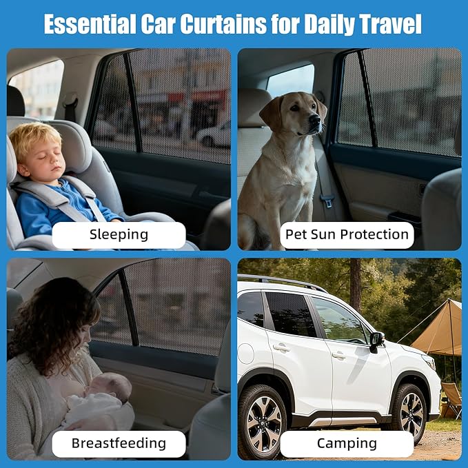 Car Window Shades for 2019-2022 Forester - Rear Side Window Sun Shade for Baby, Breathable Mesh Car Privacy Window Covers, UV Protection and Heat Insulation for Road Trips, Napping, Camping