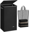 SOLEDI Laundry Hamper Black with Lid and Removable Bag - 100L Large and Tall Laundry Basket Collapsible with Handle for Cloth