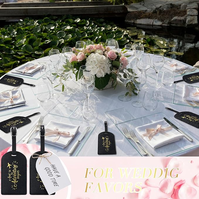 Amylove Bulk Luggage Tags Wedding Favors Adventure Begins Luggage Tags for Guests Travel Tag for Suitcase Bridal Gift 24 Pack
