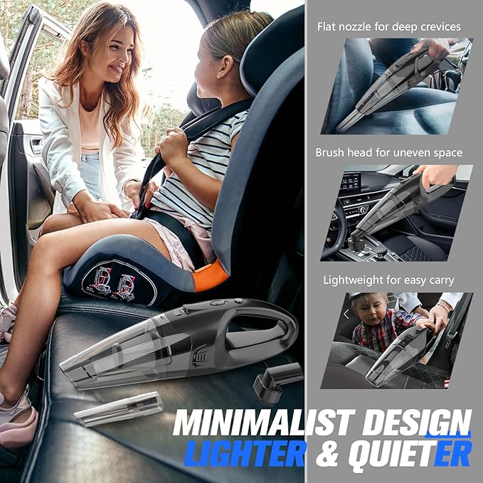 Handheld Vacuum Cordless Rechargeable with LED Light, Car Vacuum Portable Cordless, Hand Vacuum Cleaner Car Seats, Home, Quic