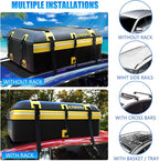 KAIRAY Roof Rack Cargo Basket 50"(L) x 36"(W) x 5.1"(H) Extendable Universal Rooftop Luggage Carrier for Truck Cars SUV with Waterproof Cargo Bag, Cargo Net, Ratchet Straps & Outdoor Combination Lock