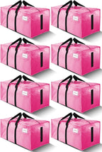 8 Pack Large Strong Moving Bags with Zippers & Carrying Handles - Water-Resistant - Heavy Duty Storage Tote for Space Saving,