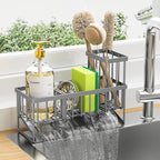 Cisily Sink Caddy Organzier with High Brush Holder, Sponge Holder for Sink, 304 Rustproof Stainless, Kitchen Countertop Soap 