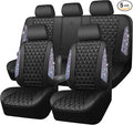 CAR PASS Bling Diamond Black Leather Car Seat Covers Full Set Interior Sets, Waterproof Shining Glitter Sparkly Crystal Armre
