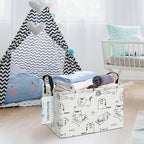 LANGYASHAN Rectangular Storage Bin Collapse Canvas Fabric Cartoon Storage Basket with Handles for Organizing Home Kitchen Boy