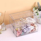 Hipiwe 2-Tier Acrylic Storage Drawer Stackable Box Hair Accessories Organizer Clear Desktop Organizer with Removable Dividers