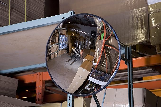 26” Acrylic Outdoor Convex Mirror With Plastic Back, Round Security Mirror for the Garage Blind Spot, Store Safety, Warehouse Side View, Circular Wall Mirror for Personal/Office Use -Vision Metalizers