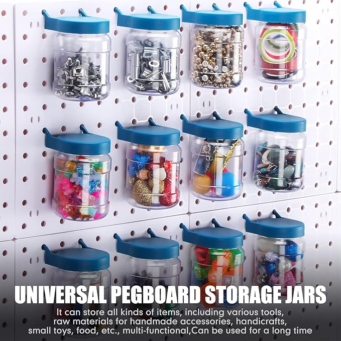 Unittype 20 Set Pegboard Organizer Accessories Peg Boards Jars with Lids Plastic Pegboards Bins Storage Containers Clear Peg 