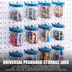 Unittype 20 Set Pegboard Organizer Accessories Peg Boards Jars with Lids Plastic Pegboards Bins Storage Containers Clear Peg 