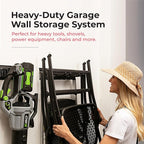Heavy-Duty Garage Wall Storage System | Wall Mounted Tool Organizer Rack with Shelving | 10-Piece Mounting Kit | Includes 4x8