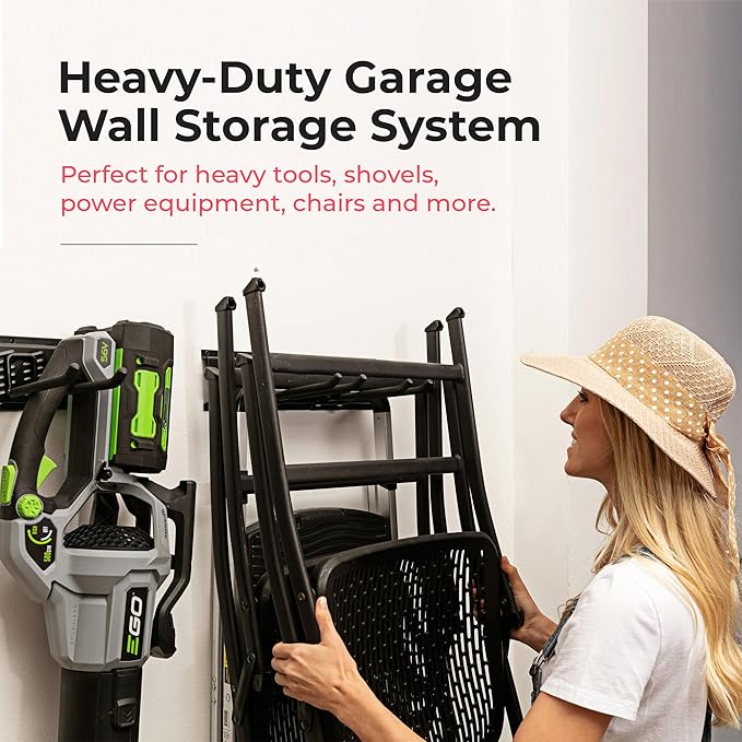 Heavy-Duty Garage Wall Storage System | Wall Mounted Tool Organizer Rack with Shelving | 10-Piece Mounting Kit | Includes 4x8