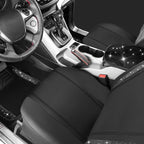CAR PASS Bling Diamonds Car Seat Covers Front Seats Black Leather Shining Rhinestone Car Floor Mats Carpet with Anti-Slip Nib