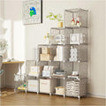 UNKU Cube Storage Organizer, 16 Cube Closet Organizer Storage Shelves, DIY Stackable Bookcase, Clothes Organizer Shelf for Cl