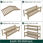 Smiry Bamboo Shoe Rack for Closet, 4 Tier Wooden Stackable Shoe Organizer, Free Standing Shoes Storage Shelf for Entryway, Fr