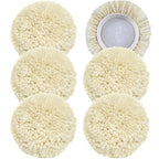 6 PCS Wool Buffing Polishing Pads - 3 Inch Natural Wool Cutting Pads With Hook and Loop Backing, Compound & Polishing for Automotive Car Boats Glass Furniture Body Repair