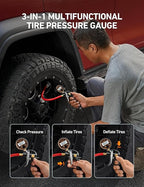 AstroAI T1 Digital Tire Pressure Gauge with Inflator, 3-250 PSI Air Chuck with Pressure Gauge, Heavy Duty with Quick Connect Coupler, Calibrated to ANSI B40.7 Grade 2A