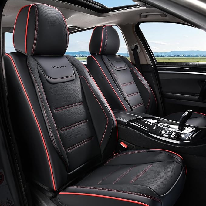 Coverado Car Seat Covers, Front Covers for Cars, Car Seat Cover Front Seats, Car Seat Protector Waterproof, Leather Cushion, 